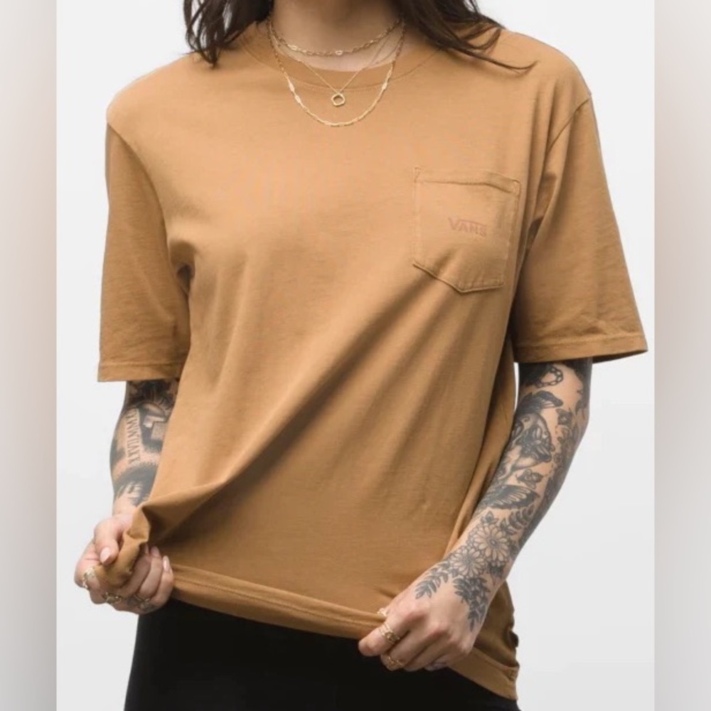 NWT Vans Camel-Colored Pocket V Tee Shirt